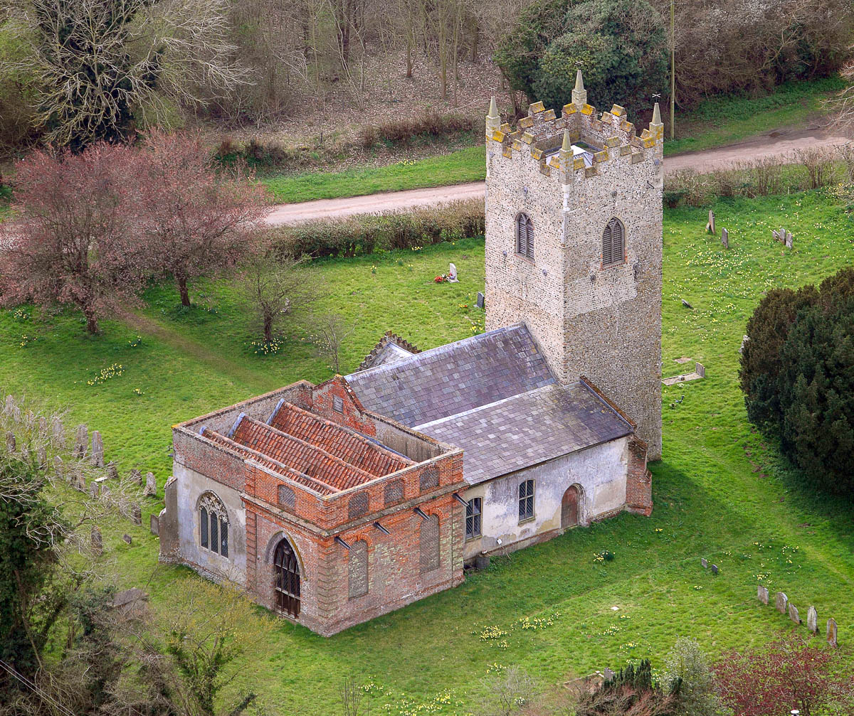  Aerial view of All Saints Church Hethel 